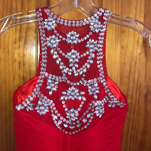 Red Beaded Formal Dress - Picture 3 of 5